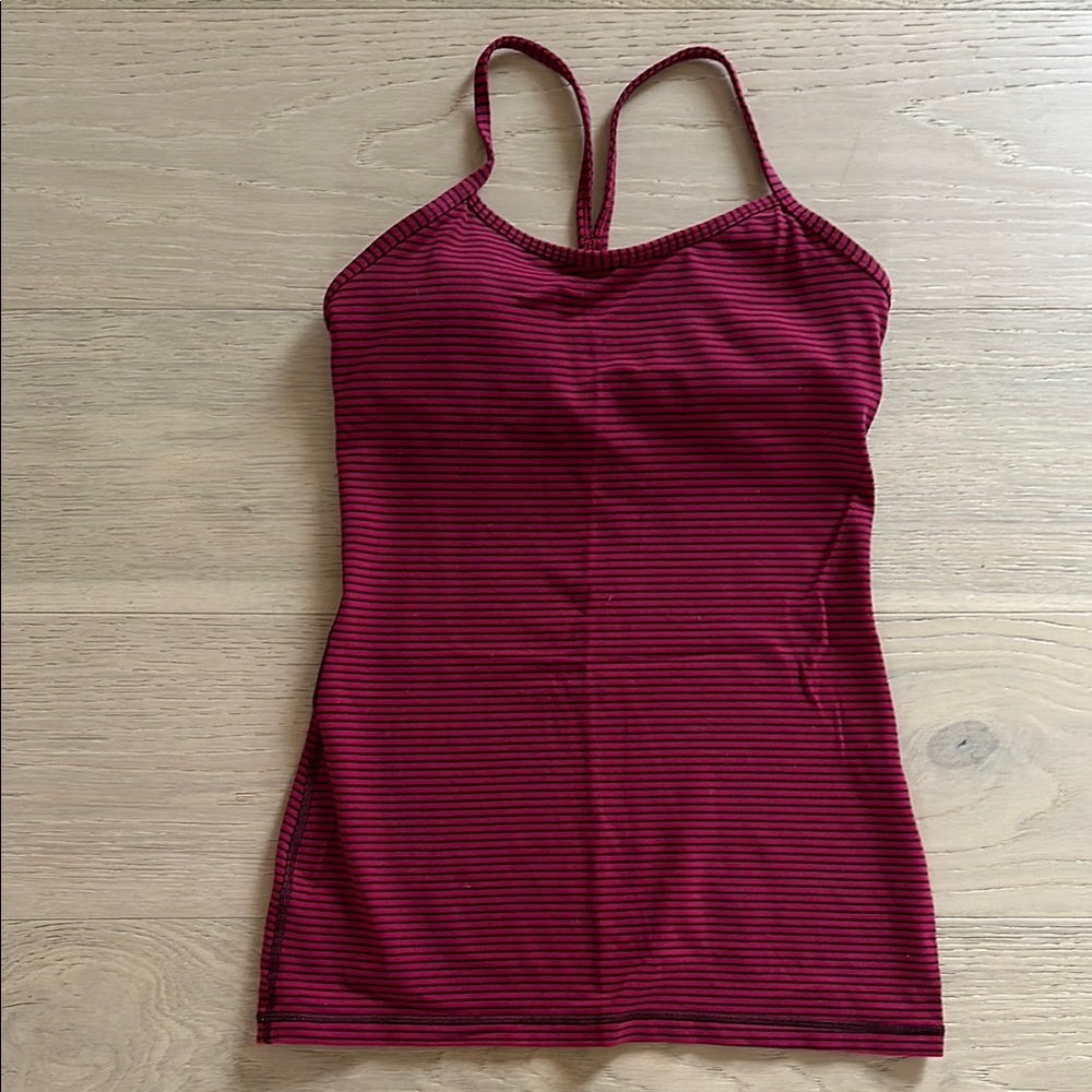 Red striped lululemon power y tank